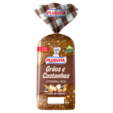 Pão De Forma PlusVita Grãos e Castanhas 450g